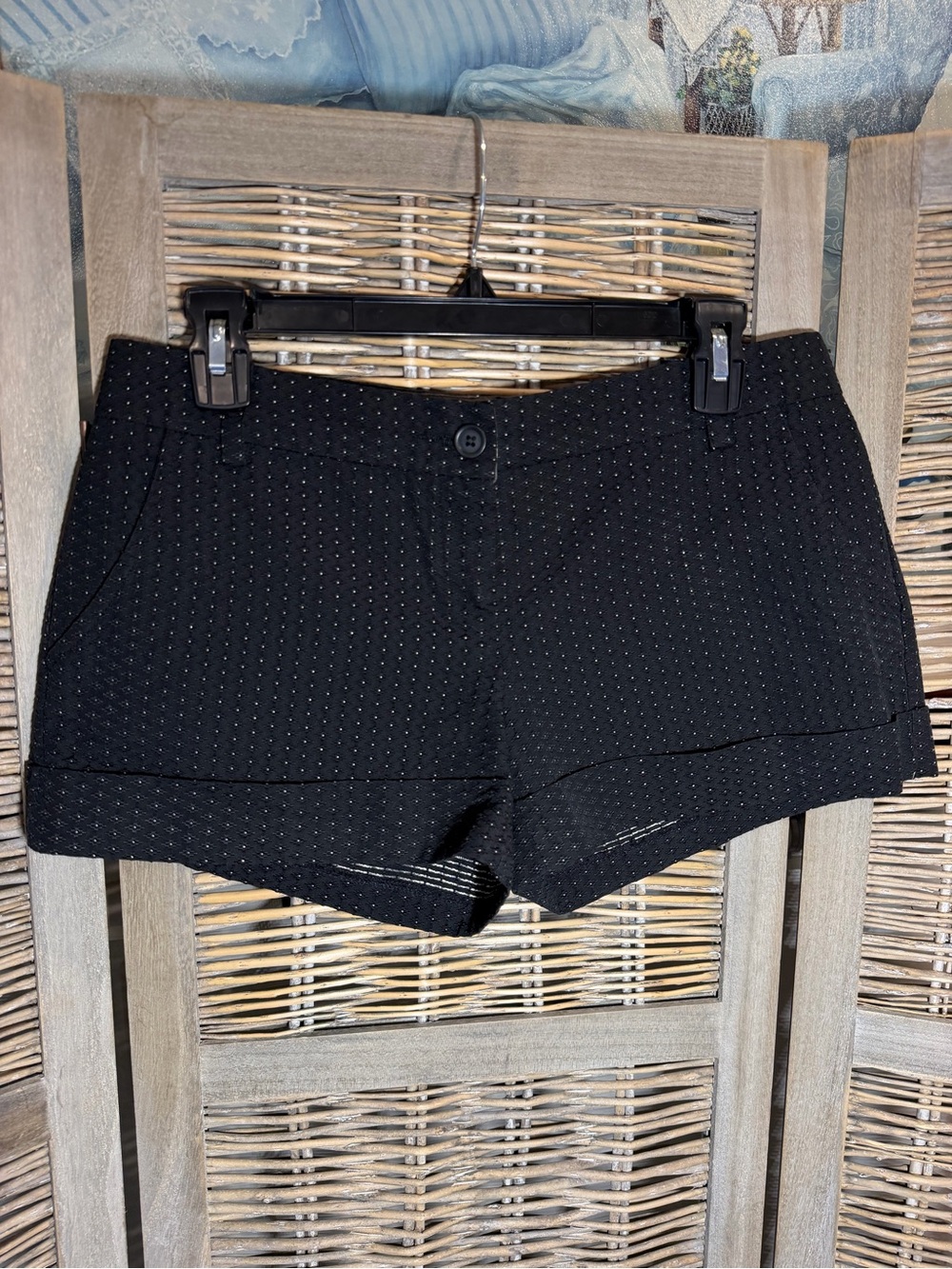 Twin-Set Black High-Waist Microdot Dress Shorts - size Small
